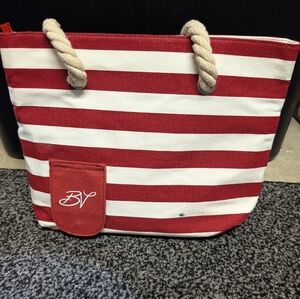 Porto Vino Red and White Striped Tote Bag‎